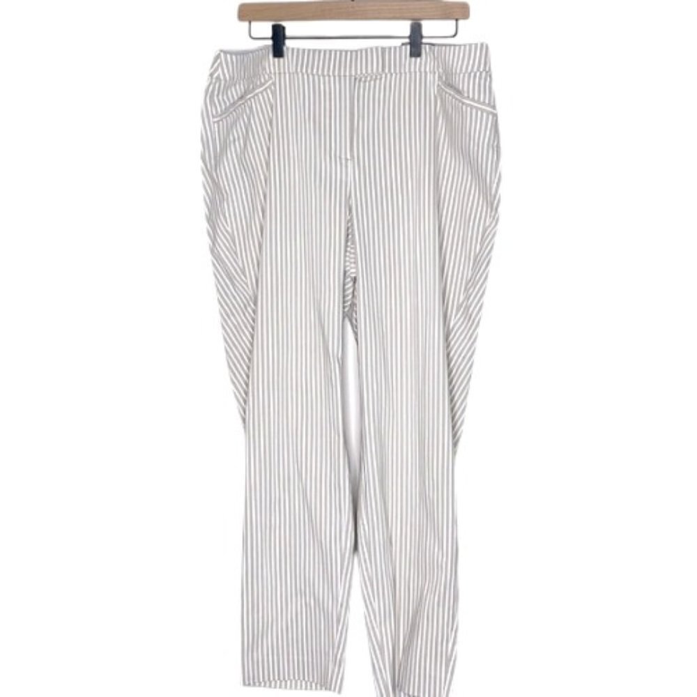 Lane Bryant NWT Madison Ankle‎ white tan stripe no-gap elastic waistband size 18